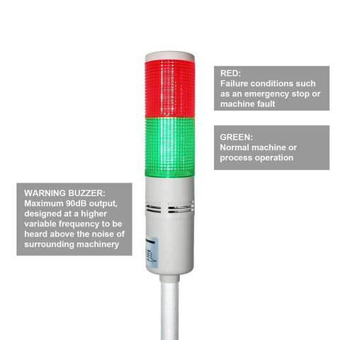 12V LED Tower Stack Light With Sound, Industrial Warning Signal Lights for Facility Safety, 2 Layer Ceiling Mount