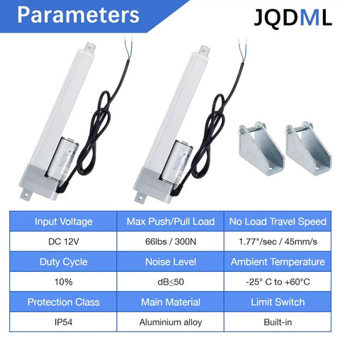 Powerful 12V Linear Actuator With 2 Inch Stroke And 66 Lbs 300N Load Capacity Aluminum Alloy IP54 Weather Resistant overview