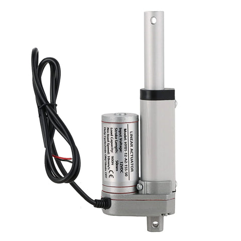 MYFULLY 12V electric stroke linear actuator with mounting bracket, silver body, 50mm stroke