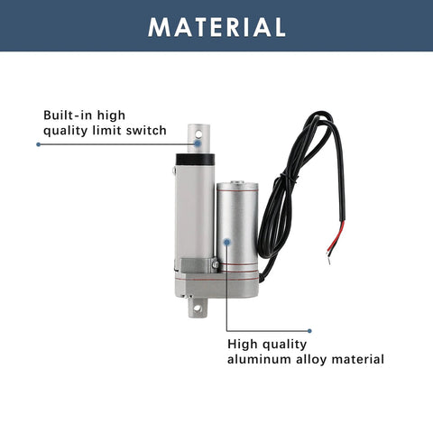 MYFULLY 12V electric stroke actuator with mounting bracket, aluminum alloy body, built-in limit switch, 50mm stroke