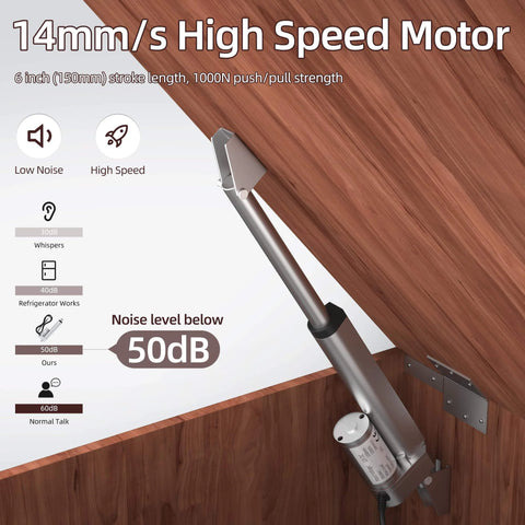 12V Linear Actuator High Speed 14mm/s Linear Motion Actuator 220lb/1000N Electric Actuator installed at an angle