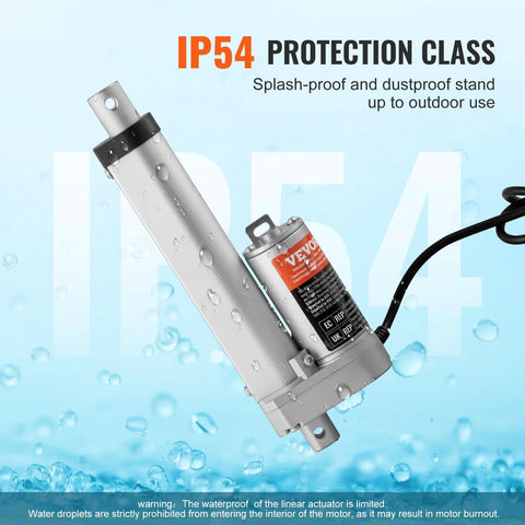 VEVOR 12V linear actuator with mounting bracket, 4-inch travel, 330 lbs load, IP54 protection