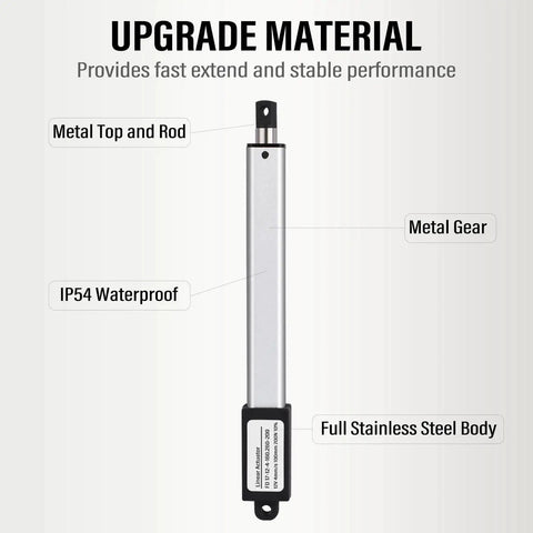 Compact 12V Mini Electric Linear Actuator With 4 Inch Stroke IP54 Waterproof featuring stainless steel body
