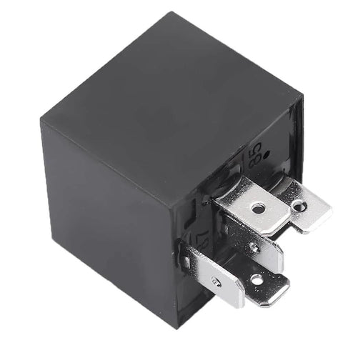 Close-up of a Power Trim and Tilt Relay Replacement Kit Pack Of 2 For 12 Volt Marine Outboard Motors with 30 amp, showing metal connectors.
