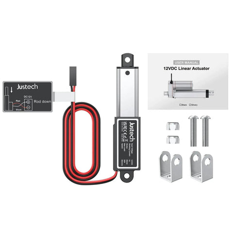 12V Mini Linear Actuator With IP54 Waterproof Protection For Windows And Doors Beds RVs And Industrial Equipment 6.7 Lbs Thrust 30 N 1.2 Inch Stroke Micro Motion With Brackets For DIY Projects Justech parts and user manual