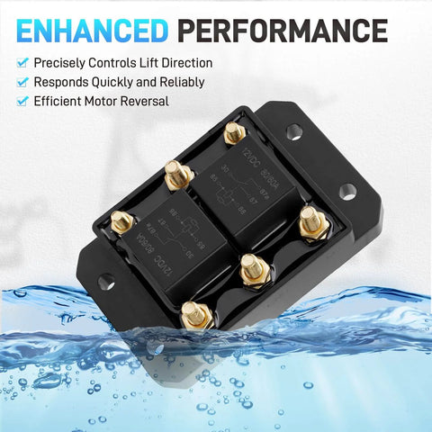12V Forward And Reverse Relay Module For Motors 60A 80A Heavy Duty Workhorse Controller showing brass studs and black casing