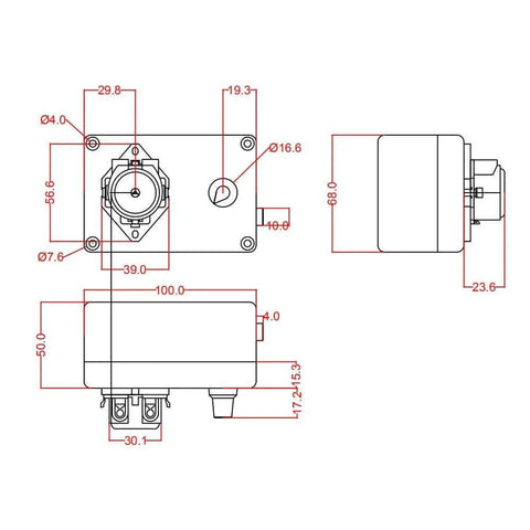 Technical diagram of 12V Adjustable Peristaltic Dosing Pump Liquid Metering Pump with Adapter for Aquarium Lab Analytical EK1960