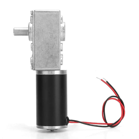 Side view of Worm Gear Motor, High Torsion Speed Reduce Electric Gearbox Motor Reversible 8mm Shaft 12V(12V,400RPM).