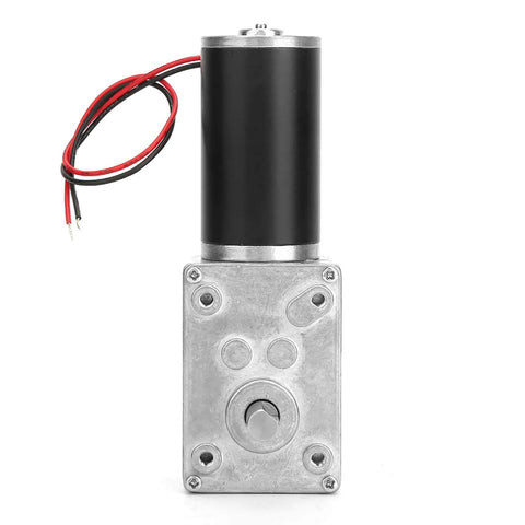Front view of Worm Gear Motor, High Torsion Speed Reduce Electric Gearbox Motor Reversible 8mm Shaft 12V(12V,400RPM).