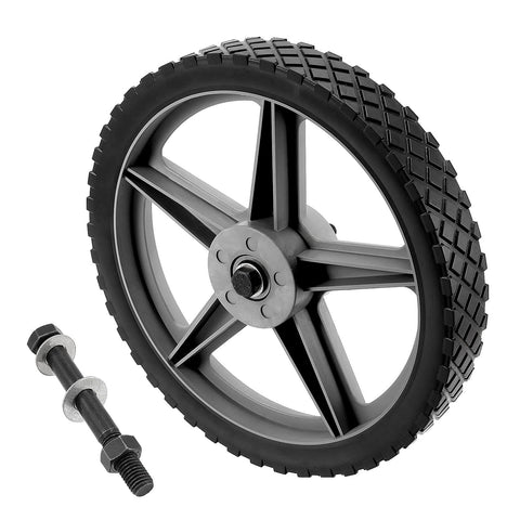 3 Pack 12 x 1.75 Inch Push Mower Replacement Wheels with Spoke Plastic Design and Diamond Tread, Solid Airless for Lawn Mowers