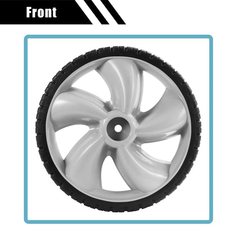 Front view of 12x1.75 Inch Lawn Mower Rear Wheels 2 Pack Replacement for Craftsman 490-324-0002, 12 Inch Plastic Tires