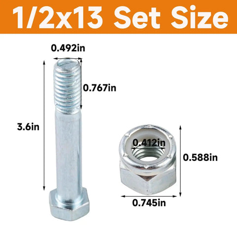1/2-13 Nuts Bolts Assortment With 3/4 Inch Head And Locking Nylon Nut dimensions in galvanized carbon steel for outdoor use