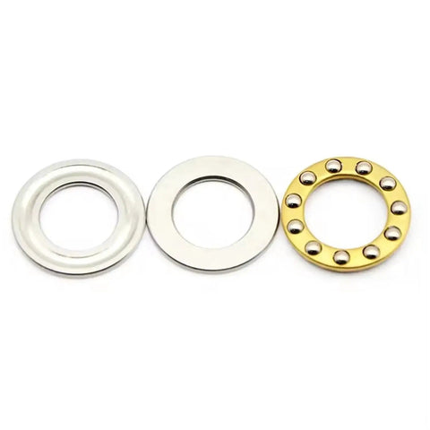 12x21x5mm Axial Ball Thrust Bearing with Brass Cage shown disassembled, highlighting wear and corrosion resistance, 10 pack for diverse machinery