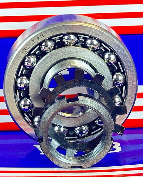 1306K+H Tapered Self Aligning Ball Bearing - Adapter Sleeve 25x72x19mm