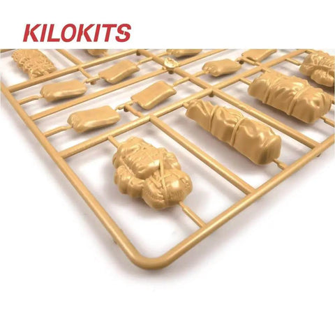 Sprue frame for One Thirty Fifth Scale Military Duffel Bag Set with Barracks Bag Folded Sleeping Bag Canvas Top and Sandbag Kit