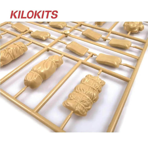 One Thirty Fifth Scale Military Duffel Bag Set With Barracks Bag Folded Sleeping Bag Canvas Top And Sandbag Sprue