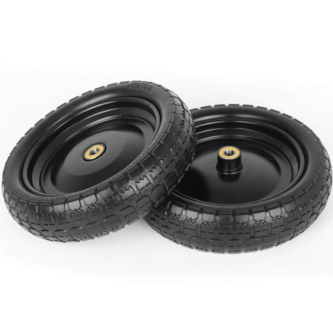 ✝️ 13" flat-free solid tire and wheel, with 5/8" axle bore hole, 2.2" offset hub, replacement 4.00-6 wheelbarrow tire, compatible with wagon