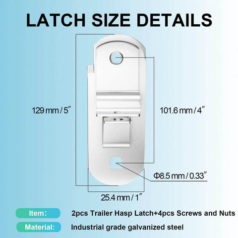 Sturdy 14-gauge steel trailer latch kit delivers reliable security and long lasting durability for enclosed cargo trailers