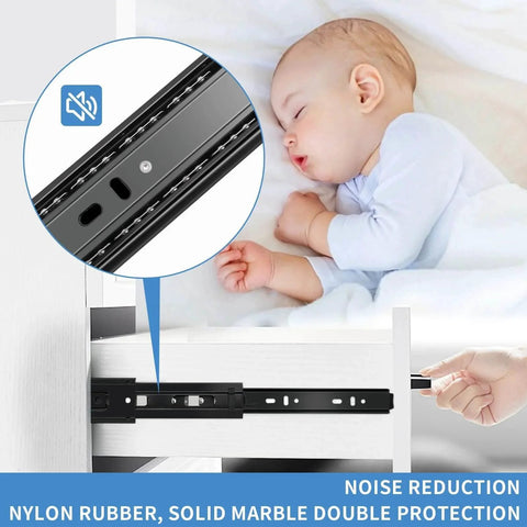 14 inch Drawer Slides 6 Pairs (12pcs) Full Extension Ball Bearing Drawer Rails Side Mount 14" Black shown in dresser installation