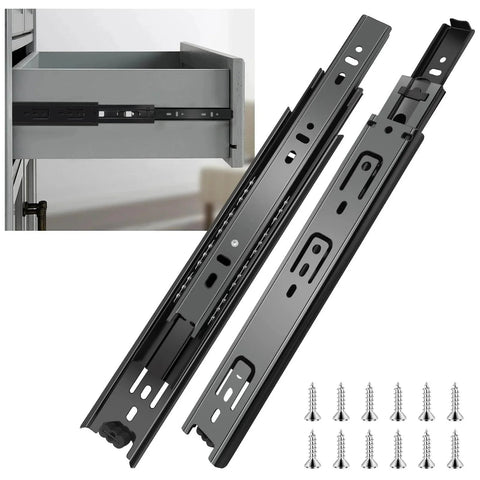 14 inch Drawer Slides 6 Pairs (12pcs) Full Extension Ball Bearing Drawer Rails Side Mount 3 fold Metal Dresser Runners