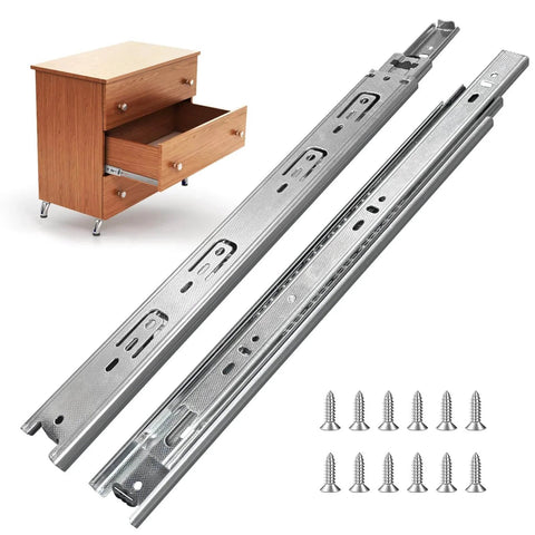 14 inch Drawer Slides 4 Pairs (8pcs) Full Extension Ball Bearing Drawer Slide 3 fold Full Stretch Side Mount with screws