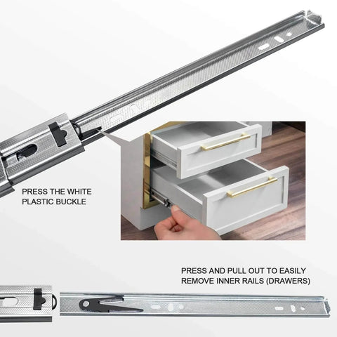 14 inch Drawer Slides 4 Pairs (8pcs) Full Extension Ball Bearing Drawer Slide 3 fold Full Stretch Side Mount Drawer Slides demo