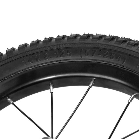 14 Inch Kids Bike Front Wheel Replacement with Air Rubber Tire, Black Steel Rim, Stainless Spokes, fits JOYSTAR kids bikes.