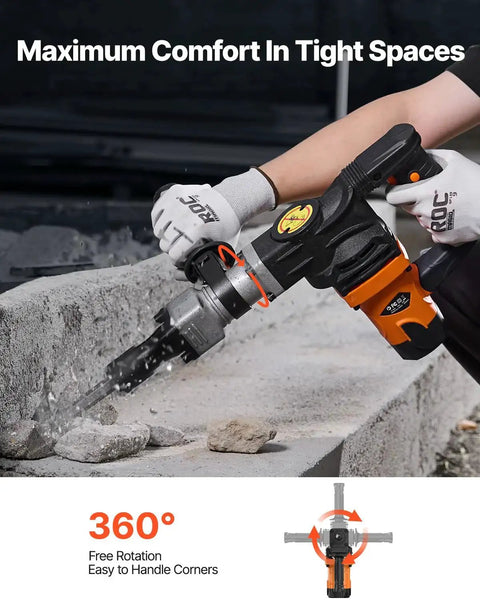 Demolition Hammer 1400W Electric Jack Hammer Heavy Duty Concrete Breaker 2900 BPM Includes Two Chisels Case And Gloves in use