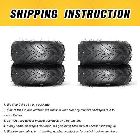 145/70-6 ATV UTV Go Kart Tires 145x70x6 4Ply Rated Tubeless Rubber Tires Pack of 2 with shipping instructions.