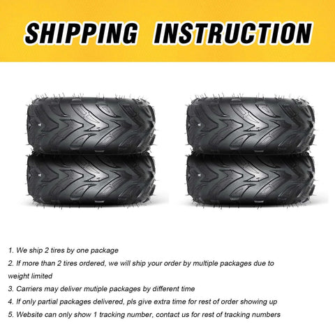 Shipping instructions for 145/70-6 ATV UTV Go Kart Tires 145x70x6 4Ply Rated Tubeless Rubber Tires Pack of 2