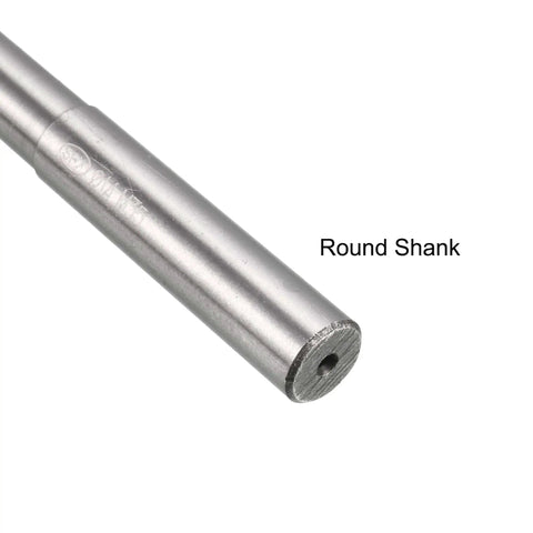 Close-up of a round shank on a 14mm Chucking Reamer HSS Cobalt M35 for Lathe Machines D4 Size 6 Straight Flutes by Uxcell.