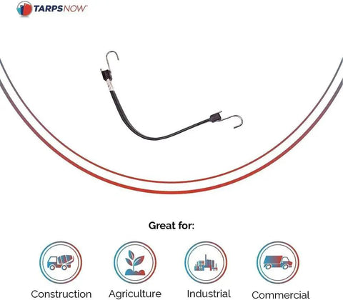 15 Inch EPDM Rubber Tarp Straps With S Hooks Heavy Duty Bungee Cords For Securing Tarps Canopies Canvas Cargo And Scaffolding