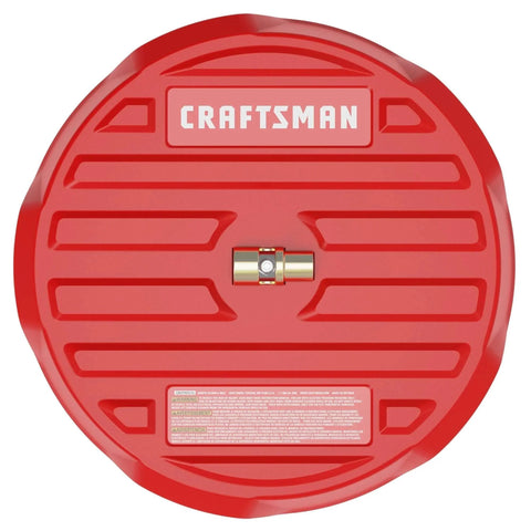 Top view of Craftsman 15 Inch Surface Cleaner for Power Washers 3000 PSI with dual high pressure jets and quarter inch quick connect