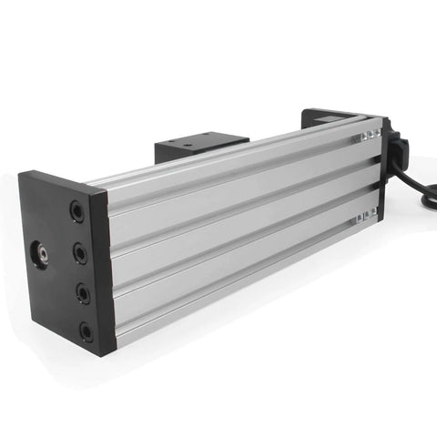 150mm Effective Travel Length Double Linear Rail Guide Ballscrew SFU1605 with NEMA23 Stepper Motor, rear view
