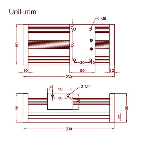 Technical drawing of a 150mm Effective Travel Dual Optical Axis Manual Sliding Table with SFU1605 Ball Screw, linear rail guide, and handwheel.