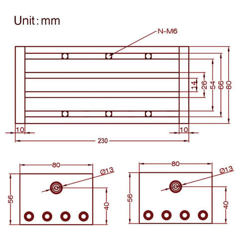 Technical drawing of 150mm Effective Travel Dual Optical Axis Manual Sliding Table with SFU1605 Ball Screw, dimensions labeled