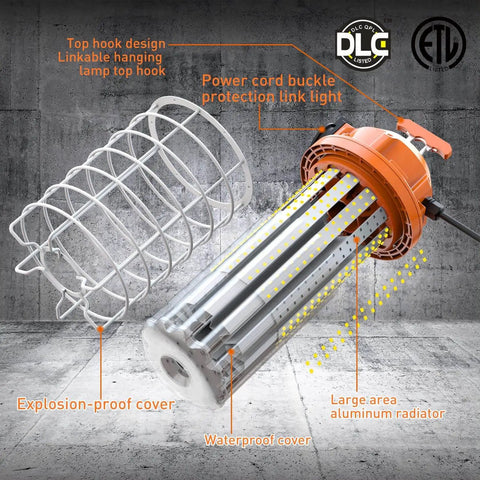 150W High Bay LED Work Light 23550 Lumens 5000K Daylight White Indoor Outdoor Hook Portable Hanging Lighting For Construction Job Sites Plug and Play With 16 ft Cord Durable Steel Safety Lock