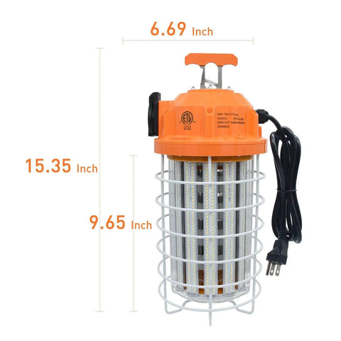 150W High Bay LED Work Light 23550 Lumens 5000K Daylight White Indoor Outdoor Hook Portable Hanging Lighting For Construction Job Sites Plug and Play With 16 ft Cord Durable Steel Safety Lock