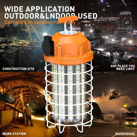 150W High Bay LED Work Light 23550 Lumens 5000K Daylight White Indoor Outdoor Hook Portable Hanging Lighting For Construction Job Sites Plug and Play With 16 ft Cord Durable Steel Safety Lock