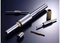 ST Series Heavy-Duty Cam Follower Bearing ST355270B shown disassembled with shaft, steel build, open type for linear applications.
