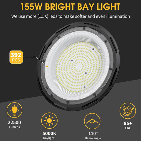 Close-up of Six Pack 155W UFO LED High Bay Lights With Reflector 22500 Lumens 5000K AC110277V waterproof light