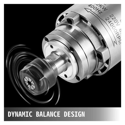 1.5KW Air Cooled Spindle Motor with Four Bearings ER11 ER20 Collet for CNC Router Engraver, dynamic balance design