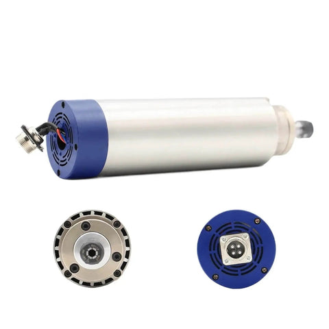 1.5KW Air Cooled ER11 Spindle Motor for CNC Machines, showing 65mm diameter body and electrical connectors, 220V/380V compatible