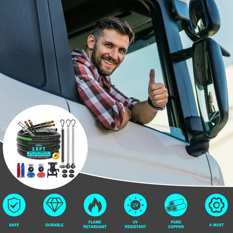 15 Ft Semi Truck Air Line Kit With Gladhands And Holder Tender Spring Kits 7 Way Trailer Cord Air Line Seals And Teflon Tape