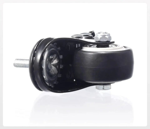Side view of 1.5 Inch Caster Wheels Set Of 4 Heavy Duty Swivel Casters With Brakes M6 X 15mm Threaded Stem PU Non Marring Wheels 360 Degree