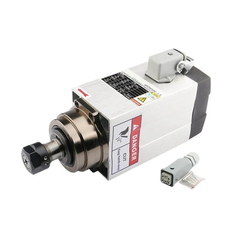 1.5kW Square Air Cooled CNC Spindle Motor With ER20 Chuck, Four Bearings, 220V, Workhorse For Heavy Loads