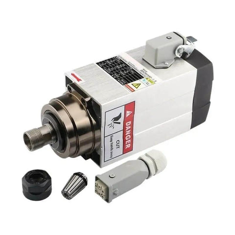 1.5kW Square Air Cooled CNC Spindle Motor With ER20 Chuck, Four Bearings, 220V, Workhorse For Heavy Loads