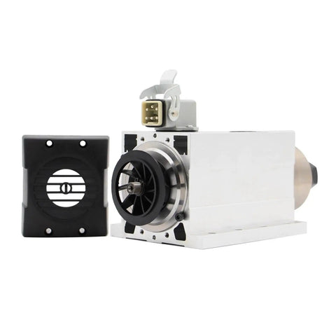 1.5kW ER20 Air Cooled Spindle Motor with Flange, showing square spindle and bearing cover, for CNC milling and woodworking