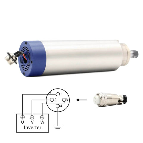 ER11 Air Cooled Spindle 1.5 Kilowatt Woodworking Spindle Motor 24000rpm With 65 By 204mm Size shown with wiring diagram
