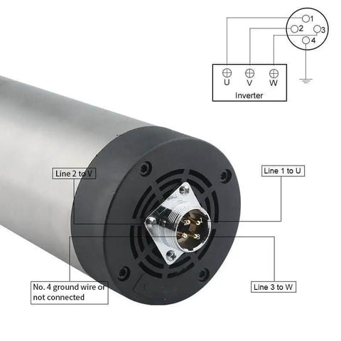 1.5kW ER11 Air Cooled Spindle For CNC Router 220V 380V With 4 Bearings 24000 RPM showing wiring connections